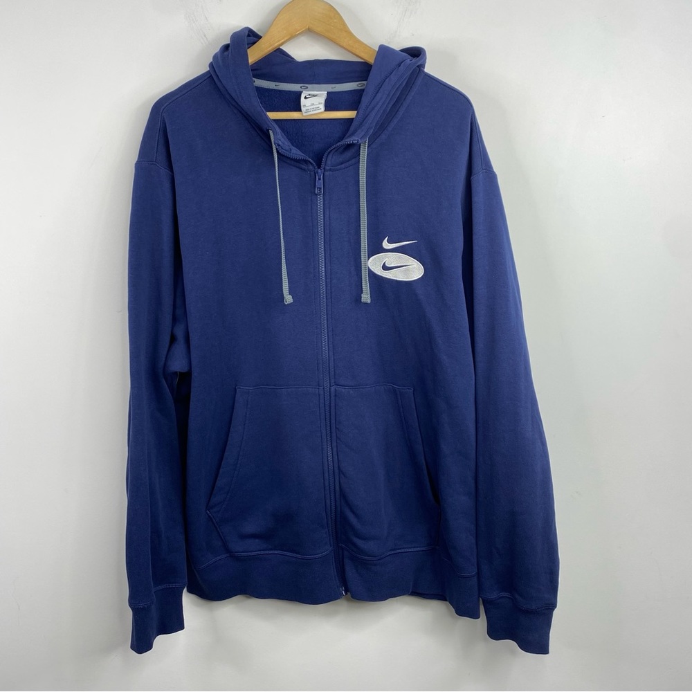 Nike XXL Full Zip Hoodie Blue Decal